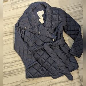 Rebecca Minkoff Diamond Quilted Wrap Belted Jacket Nwt Small Navy